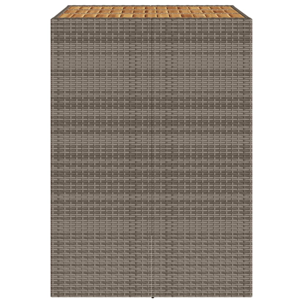 Garten-Bartisch mit Holzplatte Grau 105x80x110 cm Polyrattan