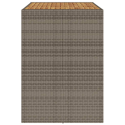 Garten-Bartisch mit Holzplatte Grau 145x80x110 cm Polyrattan