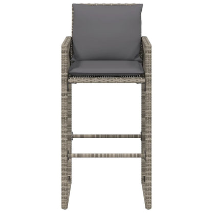 Garten-Barhocker mit Kissen 2 Stk. Grau Poly Rattan