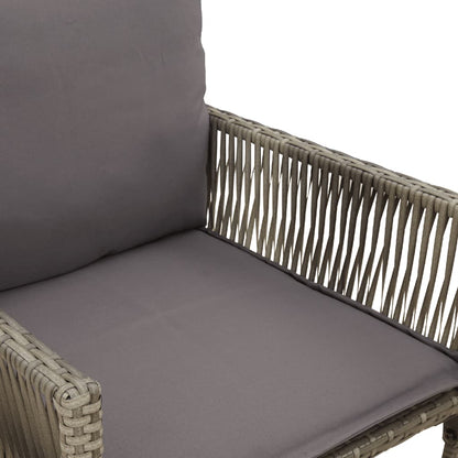 Garten-Barhocker mit Kissen 2 Stk. Grau Poly Rattan