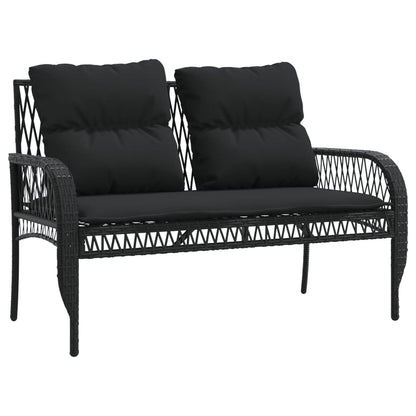 4-tlg. Garten-Sofagarnitur mit Kissen Schwarz Poly Rattan