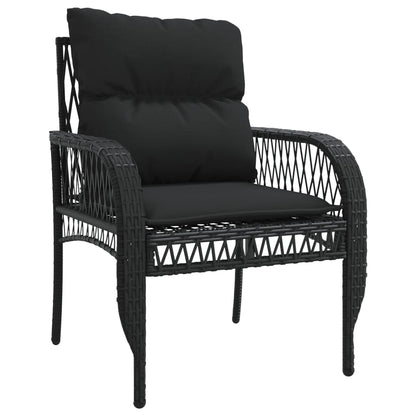 4-tlg. Garten-Sofagarnitur mit Kissen Schwarz Poly Rattan