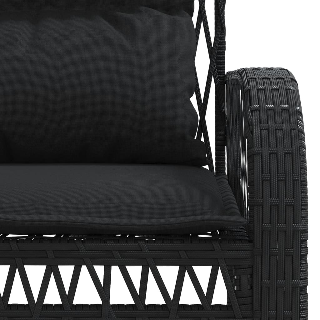 4-tlg. Garten-Sofagarnitur mit Kissen Schwarz Poly Rattan