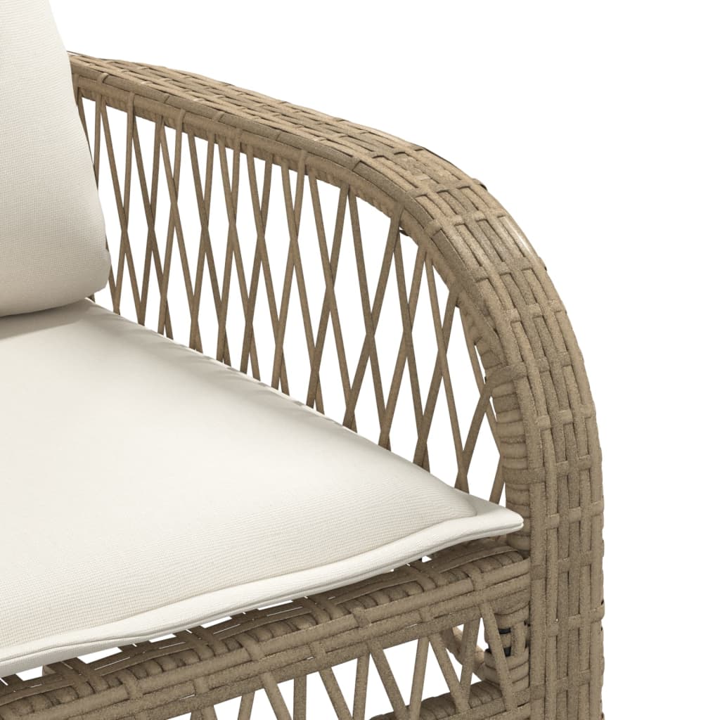 4-tlg. Garten-Sofagarnitur mit Kissen Beige Poly Rattan