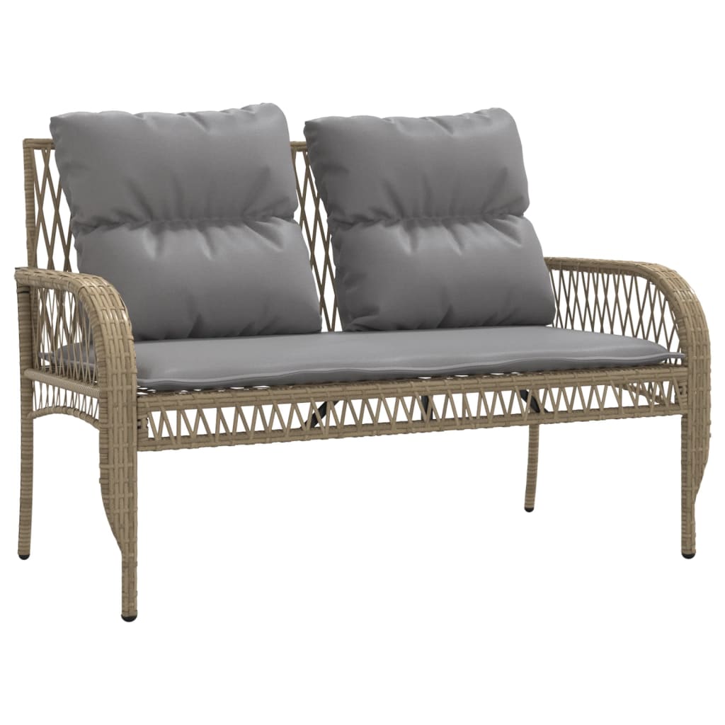 4-tlg. Garten-Sofagarnitur mit Kissen Beige Poly Rattan