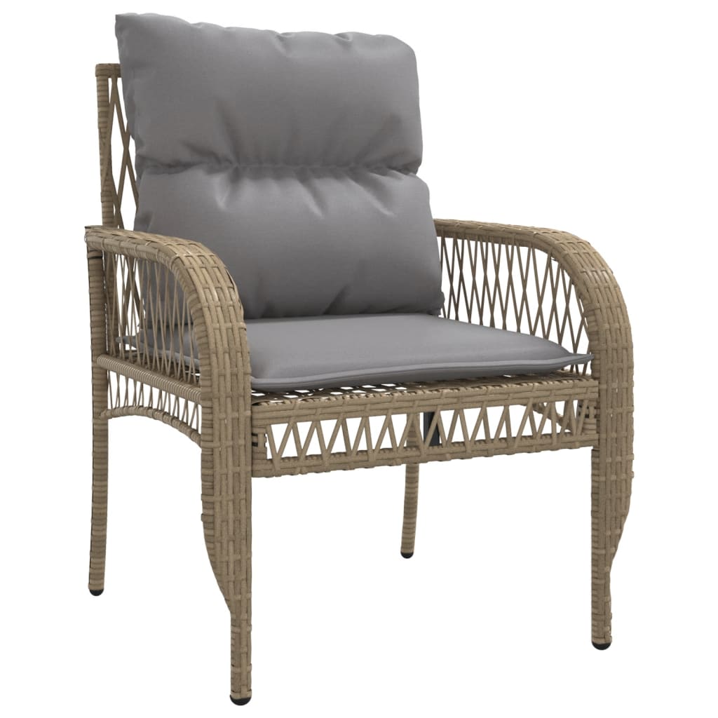 4-tlg. Garten-Sofagarnitur mit Kissen Beige Poly Rattan