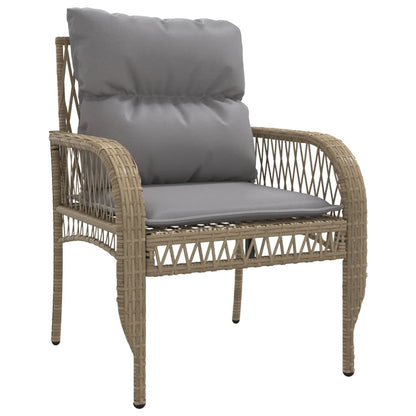 4-tlg. Garten-Sofagarnitur mit Kissen Beige Poly Rattan