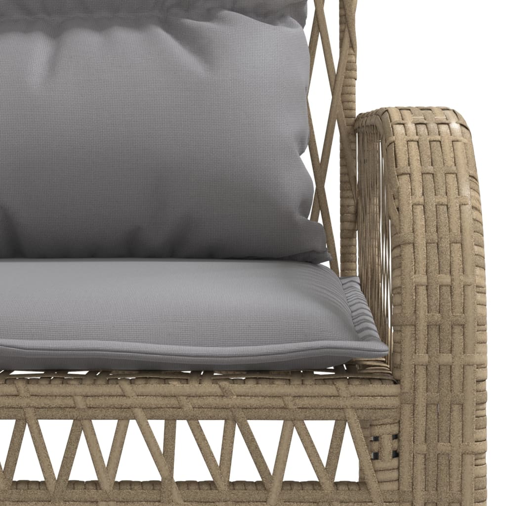 4-tlg. Garten-Sofagarnitur mit Kissen Beige Poly Rattan