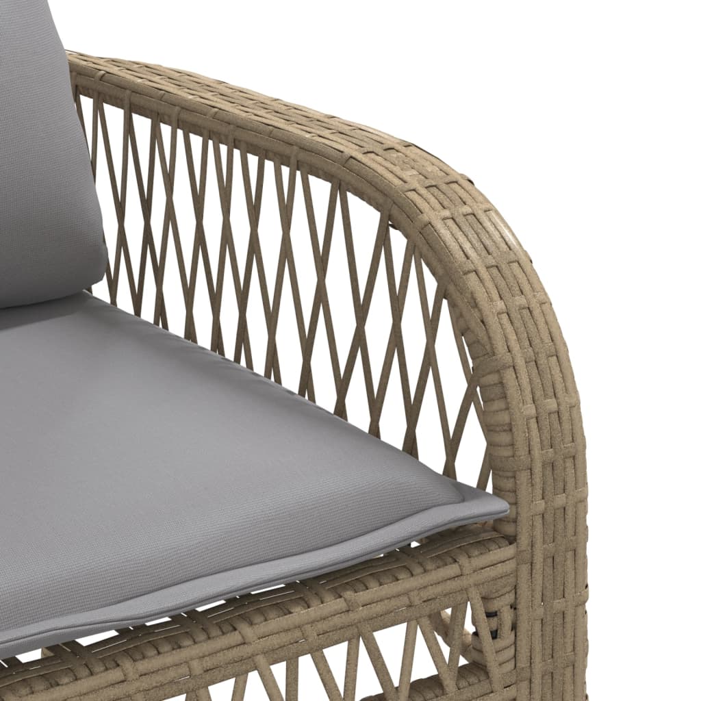 4-tlg. Garten-Sofagarnitur mit Kissen Beige Poly Rattan