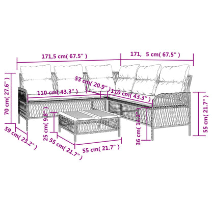 2-tlg. Garten-Sofagarnitur mit Auflagen Schwarz Poly Rattan