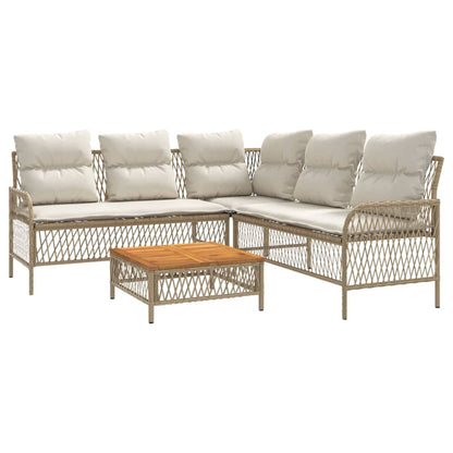 2-tlg. Garten-Sofagarnitur mit Kissen Beige Poly Rattan