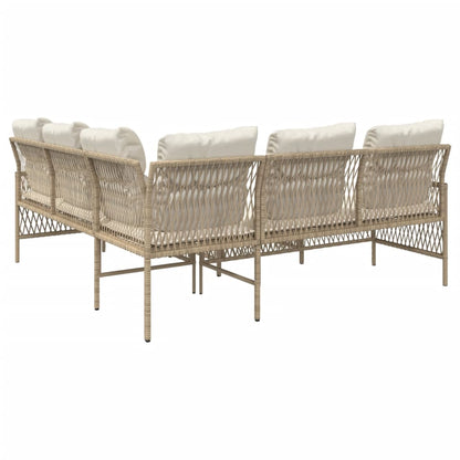 2-tlg. Garten-Sofagarnitur mit Kissen Beige Poly Rattan