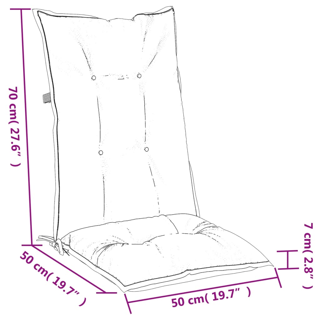 Hochlehner-Auflagen 4 Stk. Melange Anthrazit 120x50x7 cm Stoff