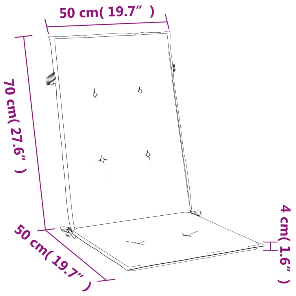 Hochlehner-Auflagen 4 Stk. Melange Anthrazit 120x50x4 cm Stoff