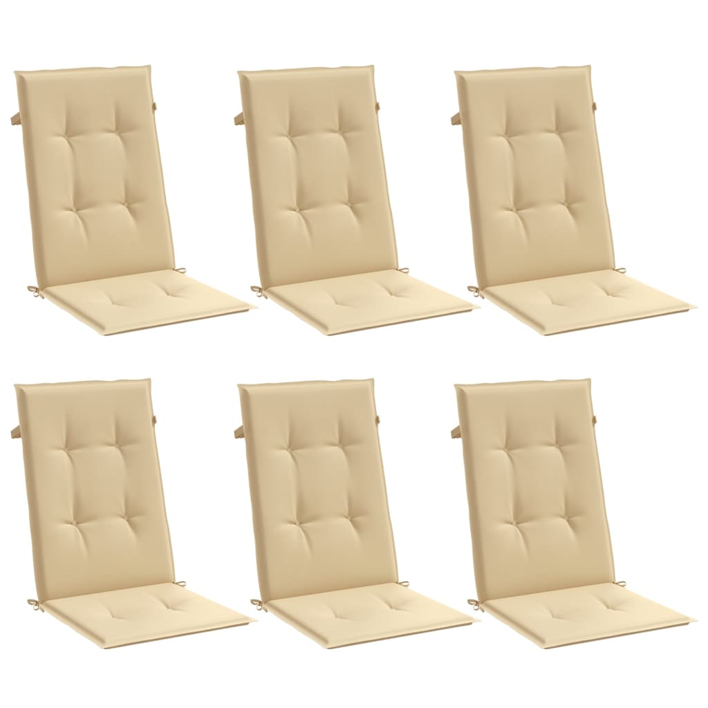 Hochlehner-Auflagen 6 Stk. Melange Beige 120x50x4 cm Stoff