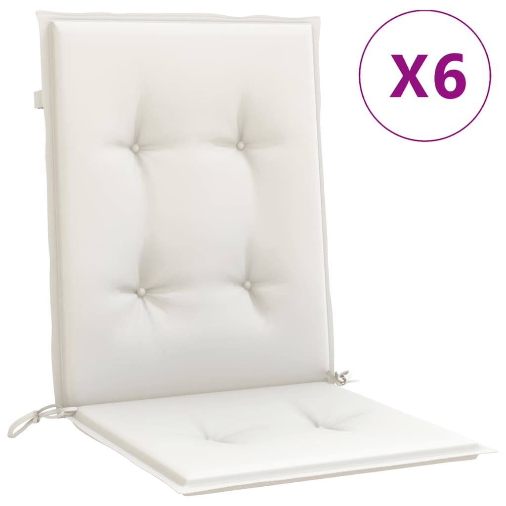 Niedriglehner-Auflagen 6 Stk. Melange Creme 100x50x4 cm Stoff