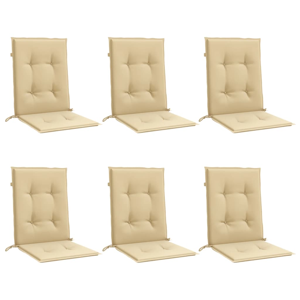 Niedriglehner-Auflagen 6 Stk. Melange Beige 100x50x4 cm Stoff