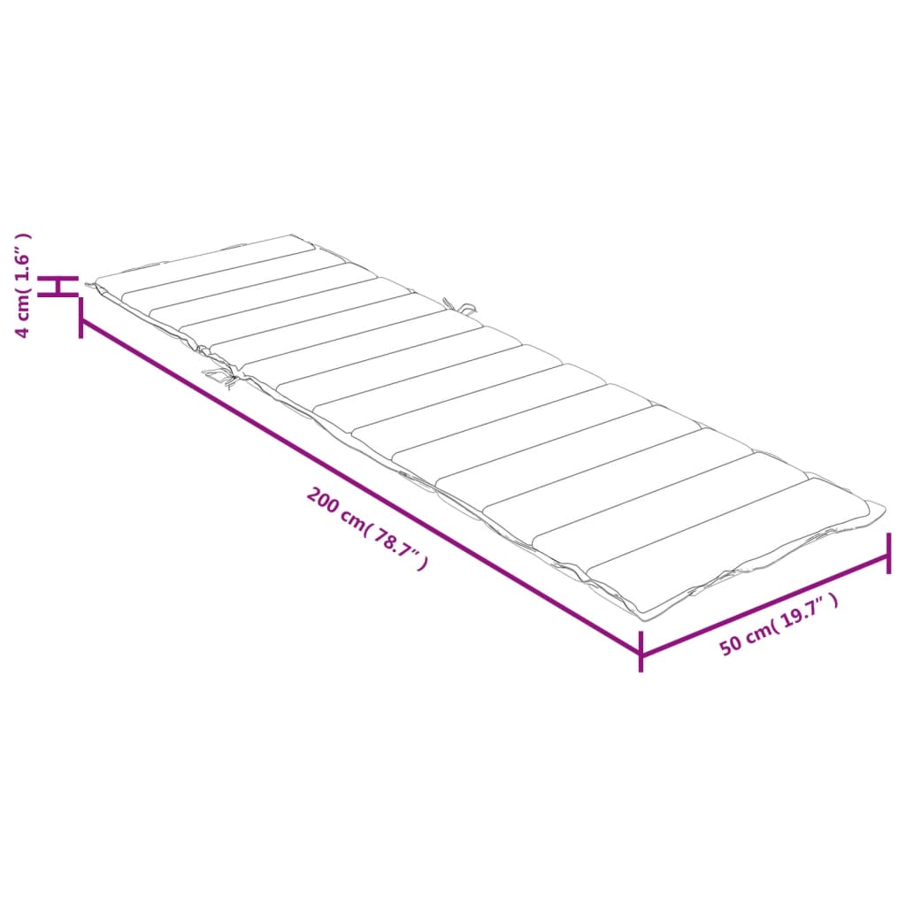 Sonnenliegen-Auflage Melange Hellgrau 200x50x4 cm Stoff