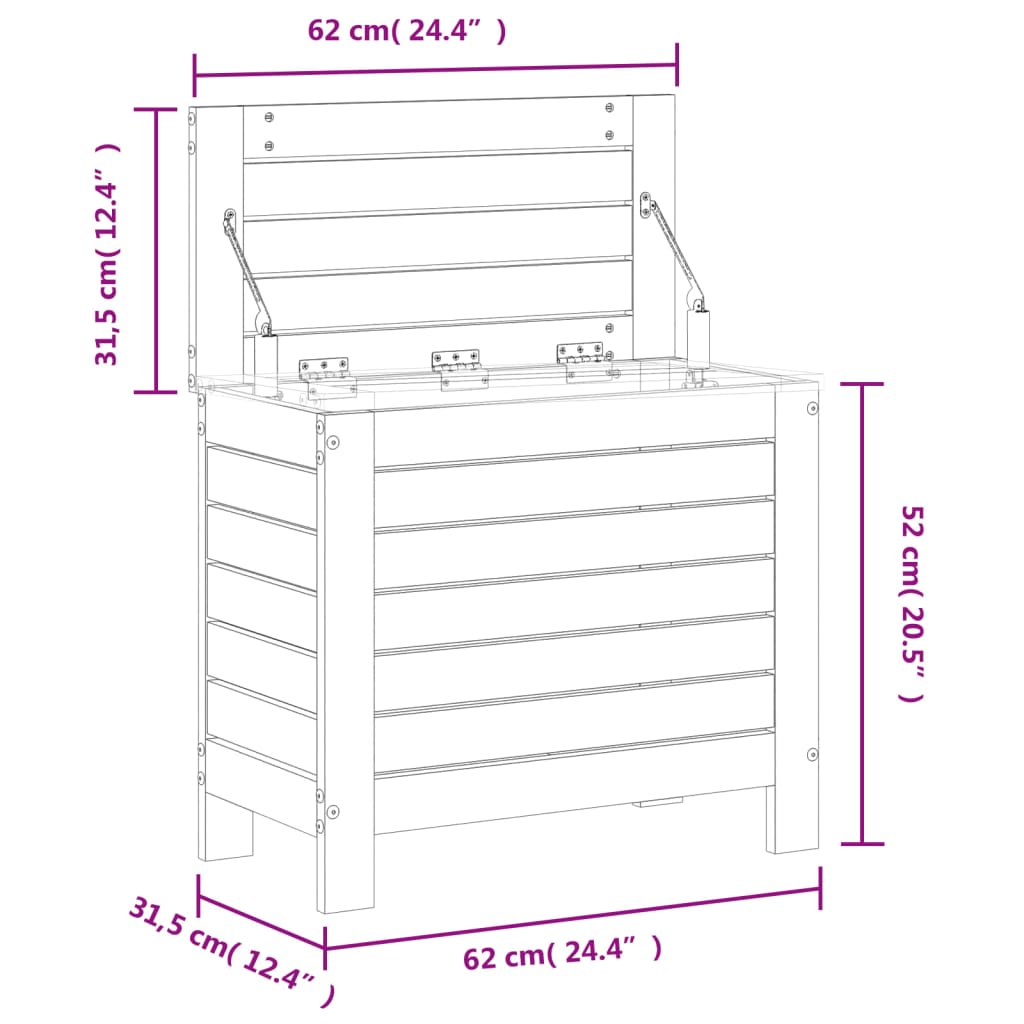 Gartenhocker Wachsbraun 62x31,5x52 cm Massivholz Kiefer