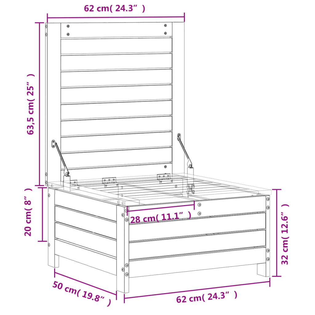 Gartenhocker 62x63,5x32 cm Massivholz Douglasie