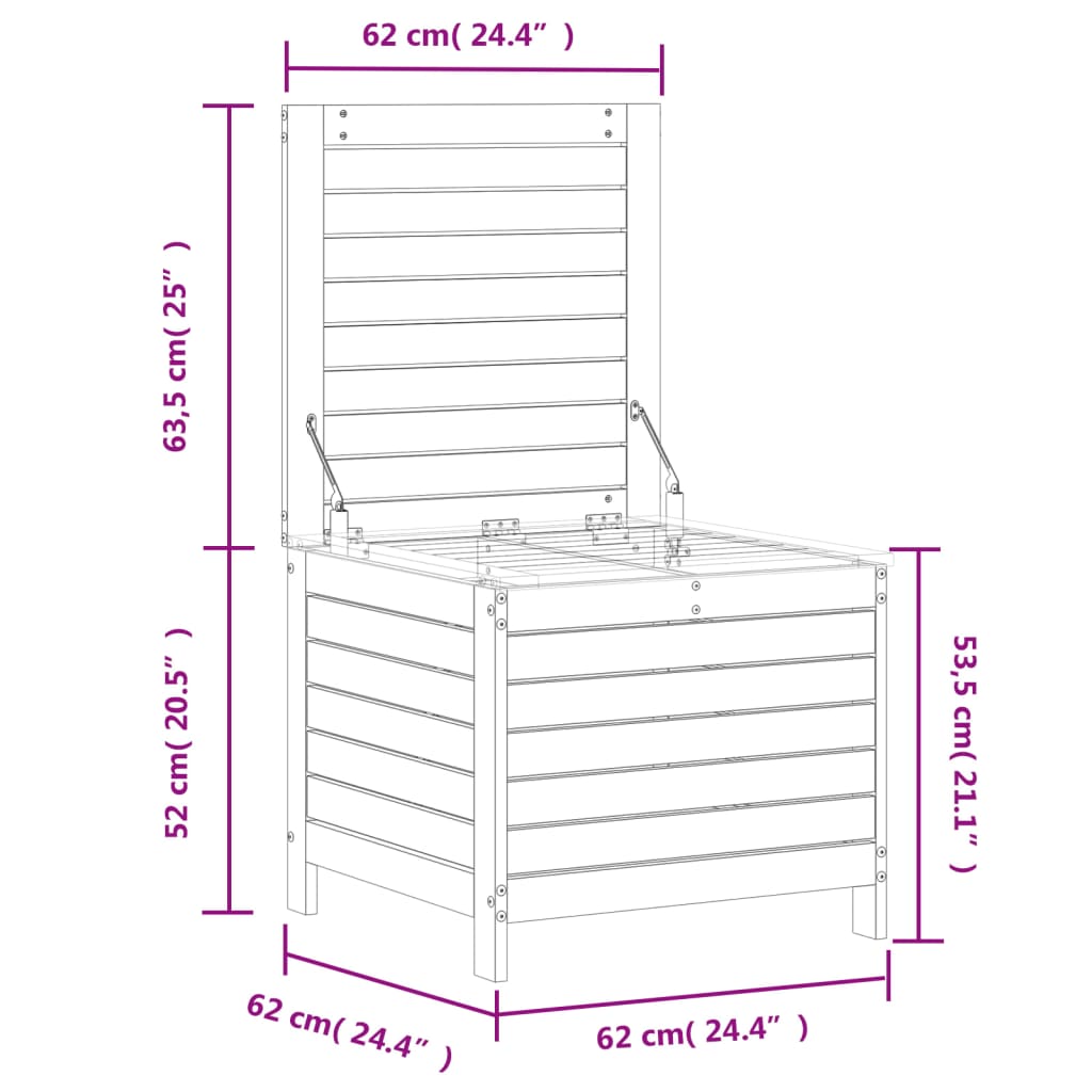 Gartenhocker 62x63,5x53,5 cm Massivholz Kiefer