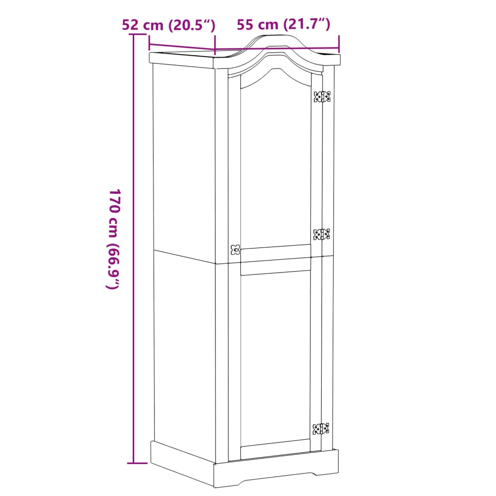 Kleiderschrank Corona 55x52x170 cm Massivholz Kiefer