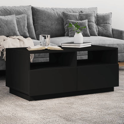 Couchtisch mit LED-Leuchten Schwarz 90x49x40 cm