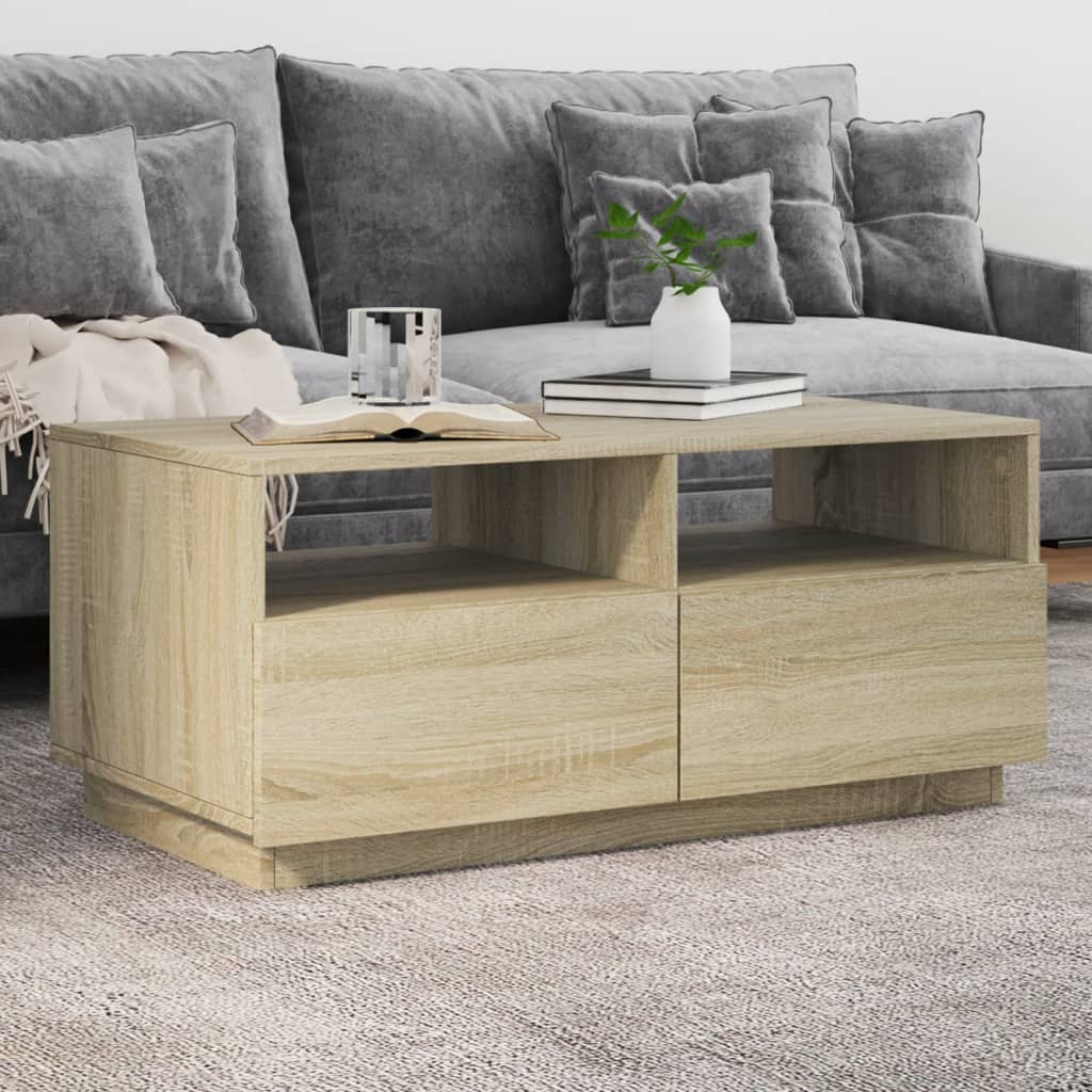 Couchtisch mit LED-Leuchten Sonoma-Eiche 90x49x40 cm