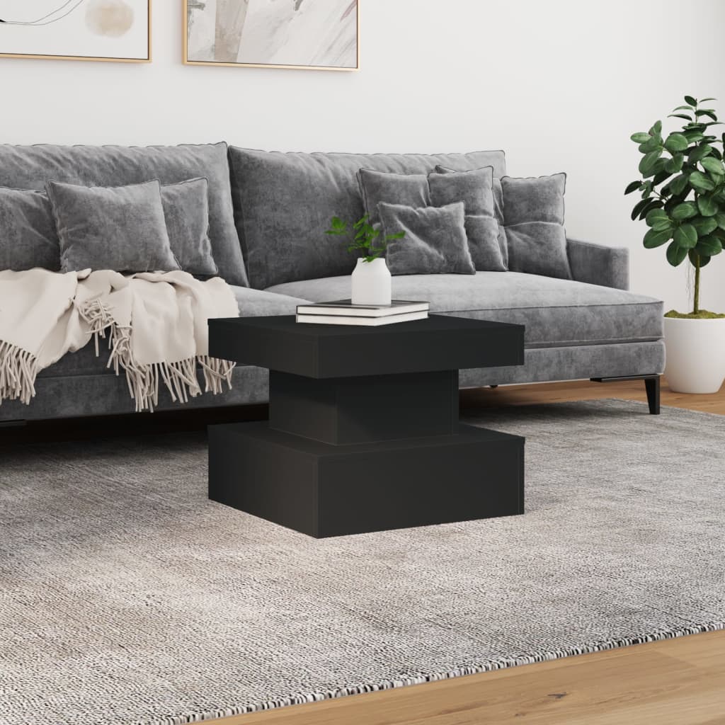 Couchtisch mit LED-Leuchten Schwarz 50x50x40 cm