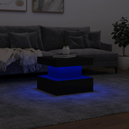 Couchtisch mit LED-Leuchten Schwarz 50x50x40 cm