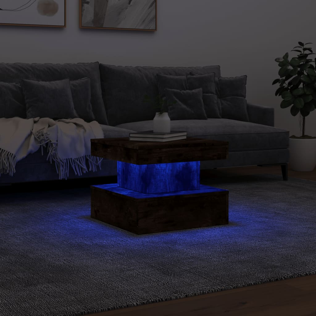 Couchtisch mit LED-Leuchten Räuchereiche 50x50x40 cm