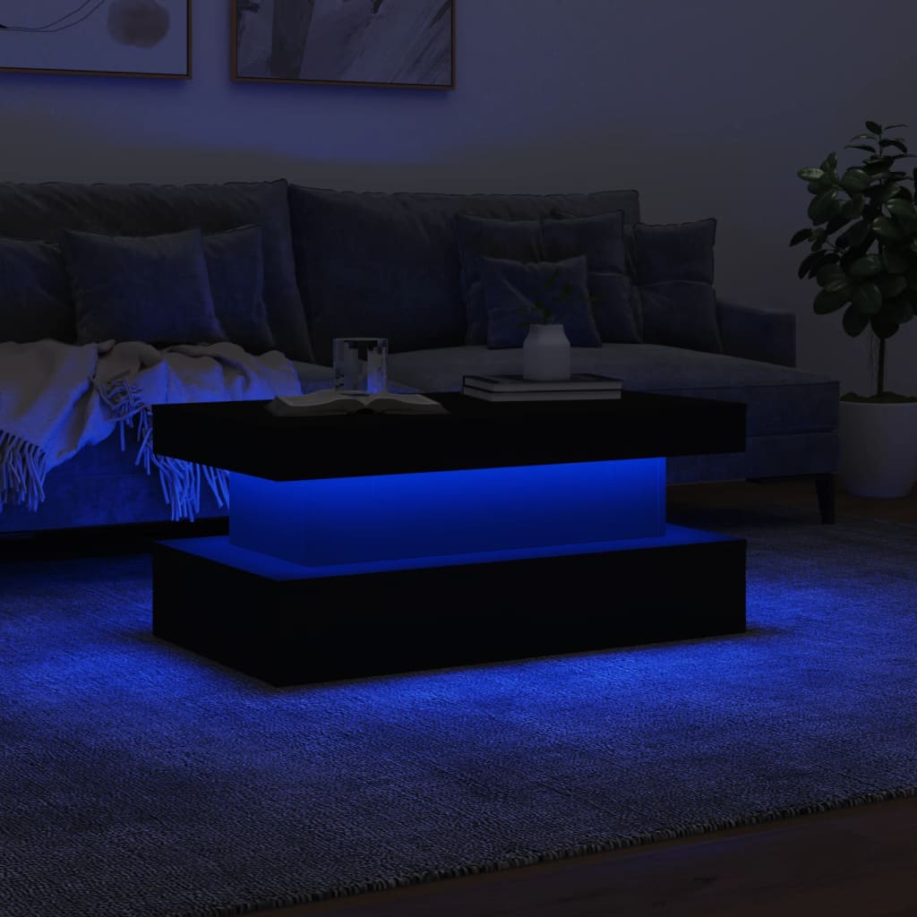 Couchtisch mit LED-Leuchten Weiß 90x50x40 cm