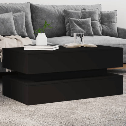 Couchtisch mit LED-Leuchten Schwarz 90x50x40 cm