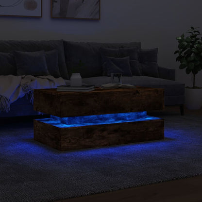 Couchtisch mit LED-Leuchten Räuchereiche 90x50x40 cm