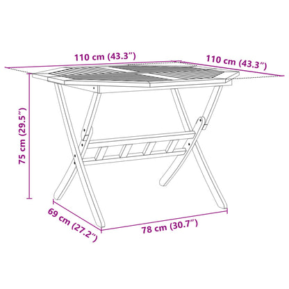 Gartentisch Klappbar Ø110x75 cm Massivholz Akazie