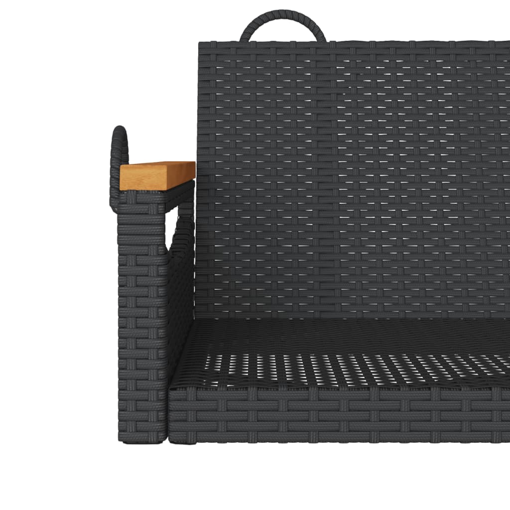 Hängebank Schwarz 109x62x40 cm Poly Rattan