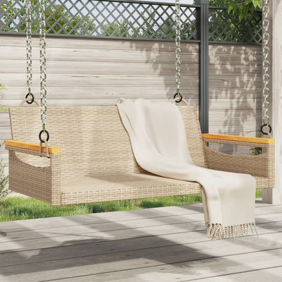 Hängebank Beige 109x62x40 cm Poly Rattan