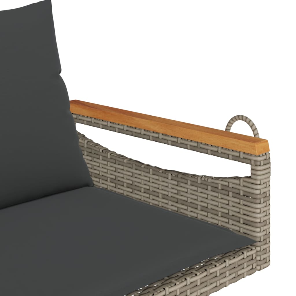 Hängebank mit Kissen Grau 109x62x40 cm Poly Rattan