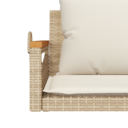 Hängebank mit Kissen Beige 109x62x40 cm Poly Rattan