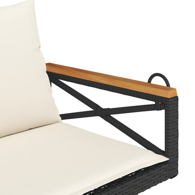 Hängebank mit Kissen Schwarz 109x62x40 cm Poly Rattan