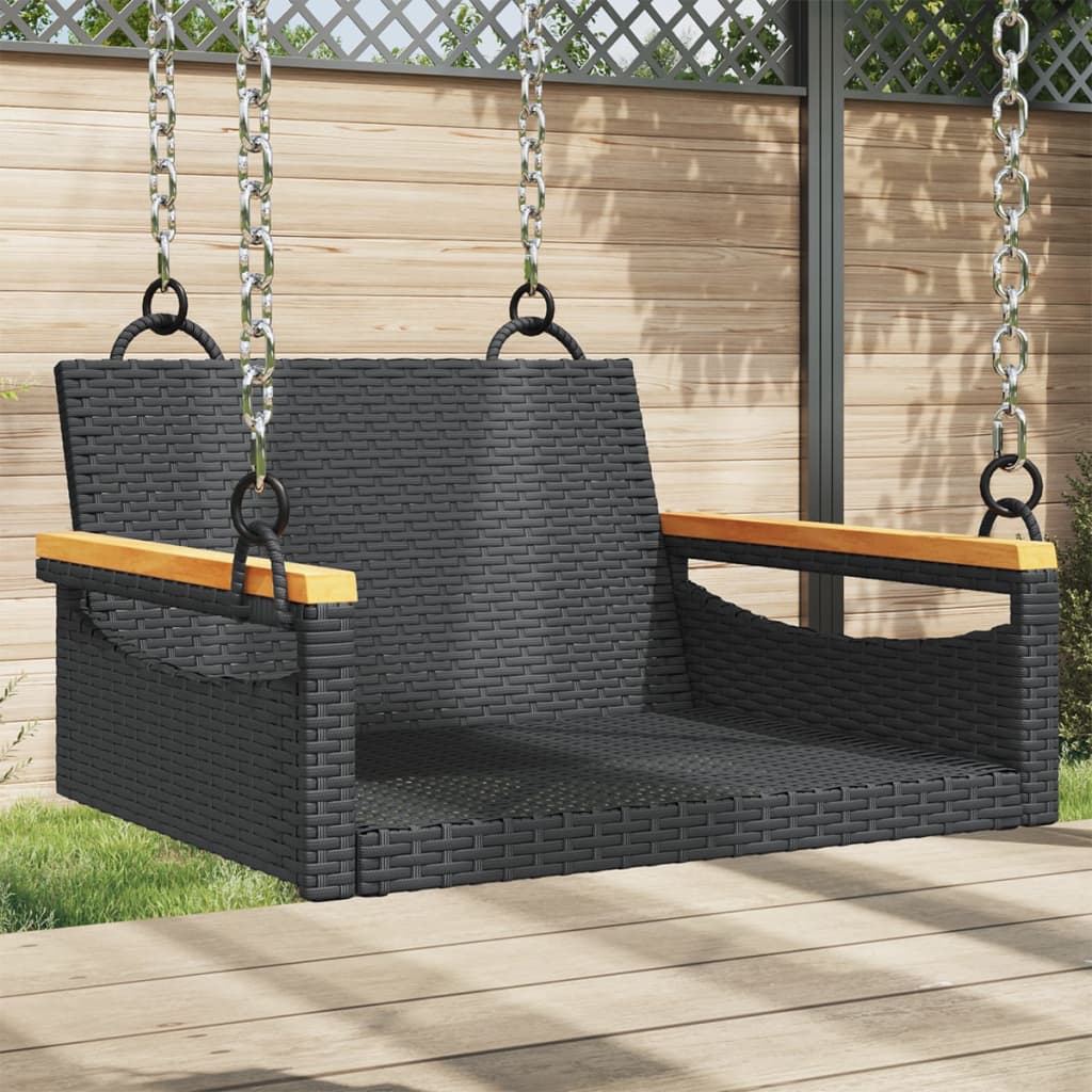 Hängesessel Schwarz 63x62x40 cm Poly Rattan