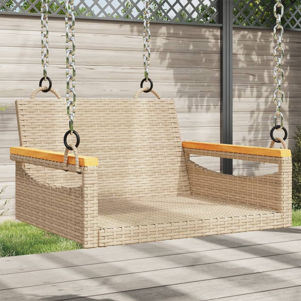 Hängesessel Beige 63x62x40 cm Poly Rattan