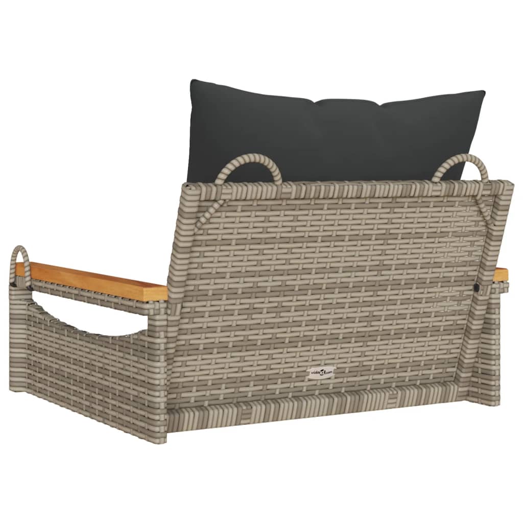 Hängesessel mit Kissen Grau 63x62x40 cm Poly Rattan