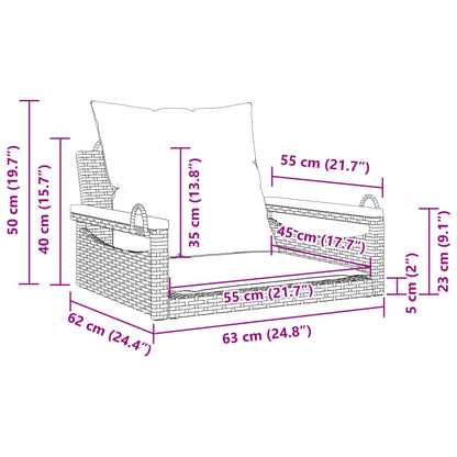 Hängesessel mit Kissen Beige 63x62x40 cm Poly Rattan