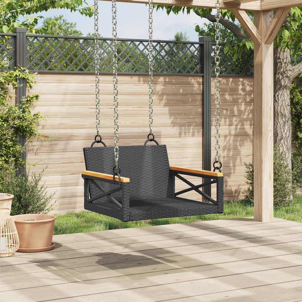 Hängesessel Schwarz 63x62x40 cm Poly Rattan