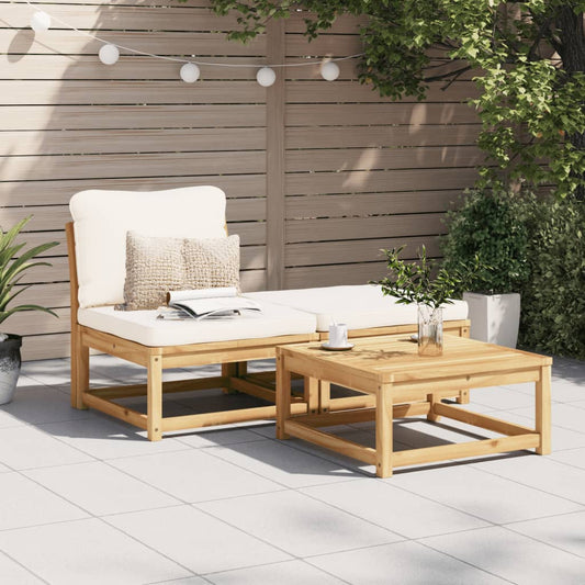 3-tlg. Garten-Lounge-Set mit Kissen Massivholz Akazie