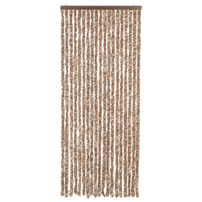 Fliegenvorhang Beige und Dunkelbraun 56x185 cm Chenille