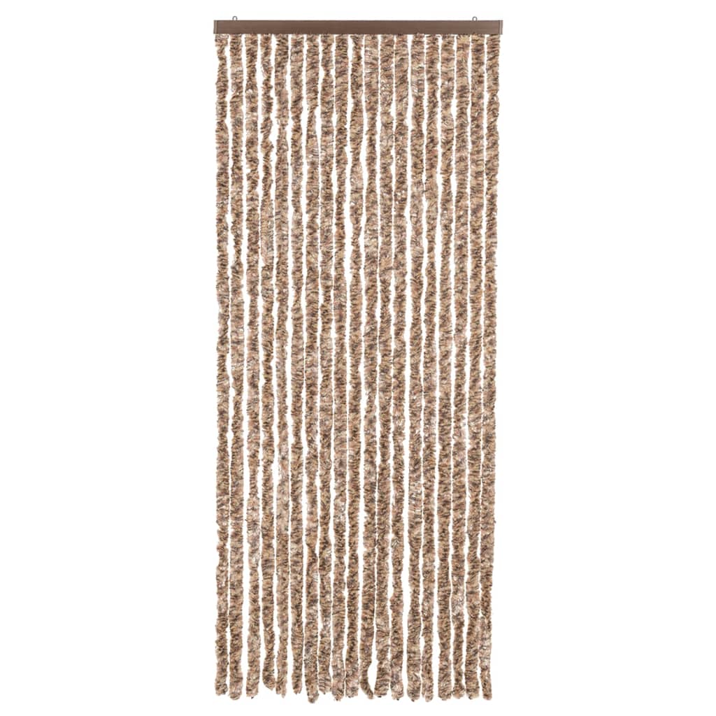 Fliegenvorhang Beige und Dunkelbraun 56x200 cm Chenille