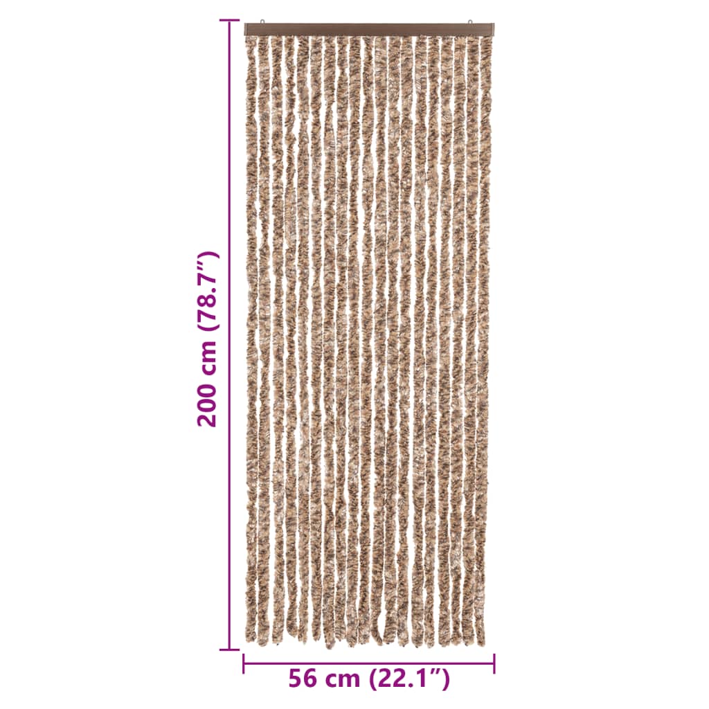 Fliegenvorhang Beige und Dunkelbraun 56x200 cm Chenille