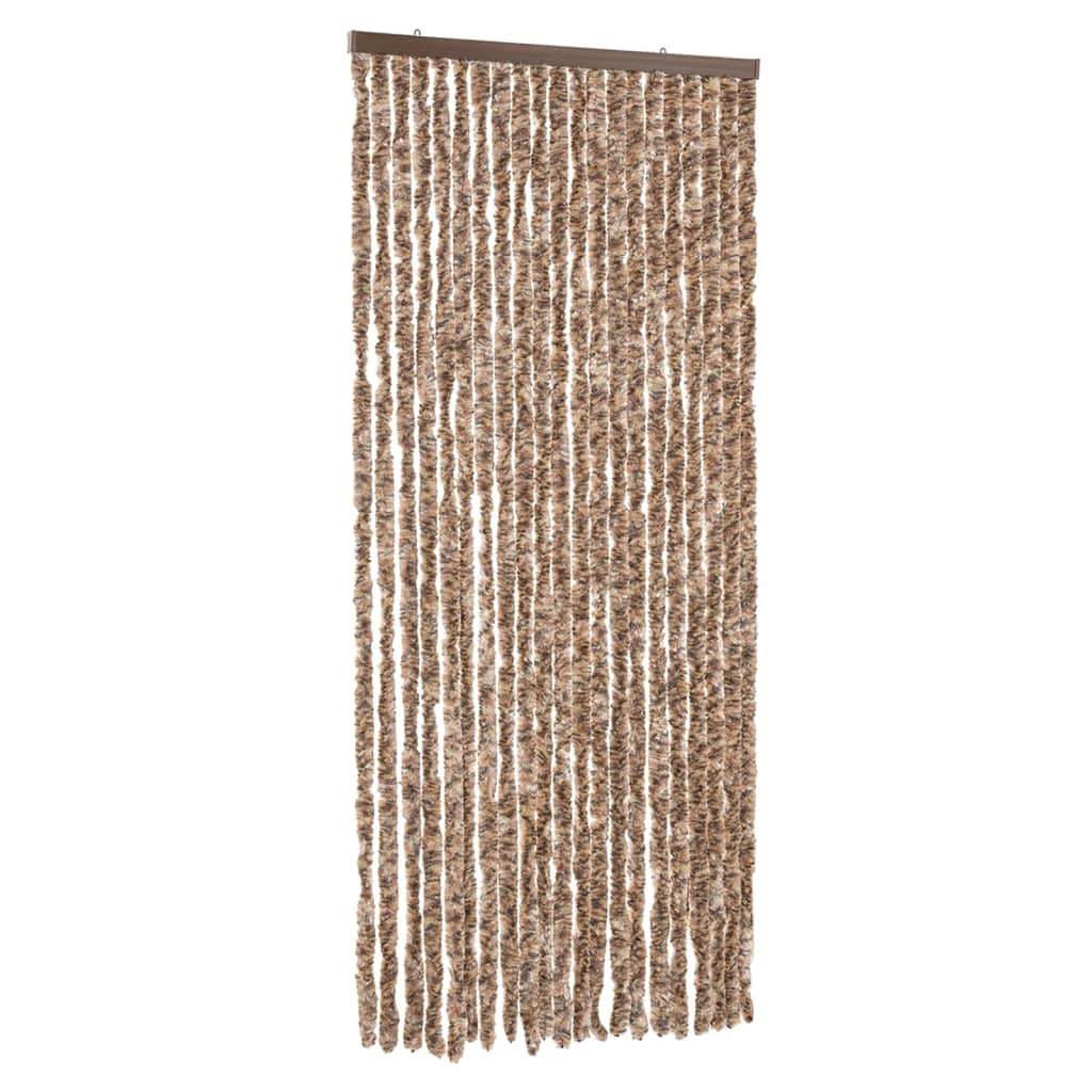 Fliegenvorhang Beige und Dunkelbraun 90x200 cm Chenille